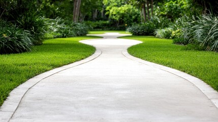 Obraz premium A walkway in the middle of a lush green park