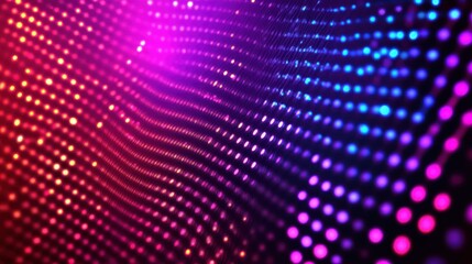 Abstract background with glowing dots and vibrant colors.