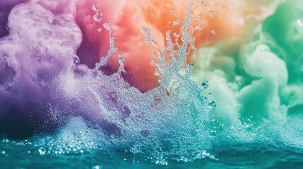 Fototapeta premium Colorful water splash with vibrant smoke.