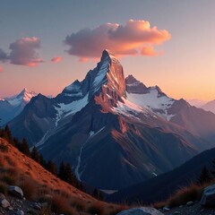 Full sphere seamless cinema panorama of a mountain range at dawn, landscape, natural, peaks