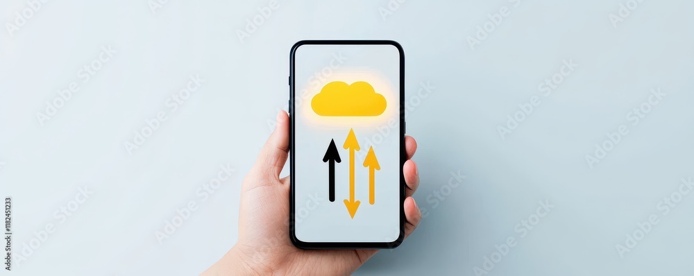 Poster cloud computing concept on mobile device screen