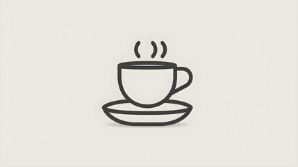 Obraz premium Minimalist Steaming Coffee Cup Icon for Beverage Representation in Digital Contexts
