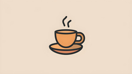 Obraz premium Minimalist Steaming Coffee Cup Icon for Beverage Representation in Digital Contexts