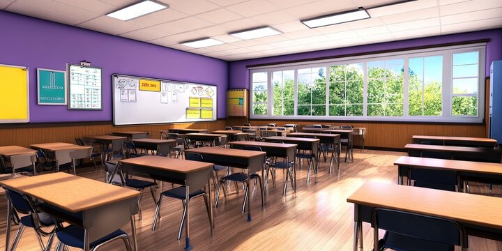 2D animation high school classroom 