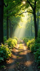 Obraz premium Sunlight casting dappled shadows on the ground, sunlight, dappled shadows, natural