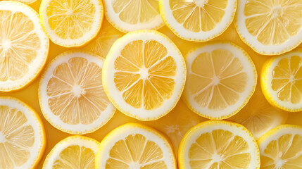 A close-up pattern of fresh lemon slices.