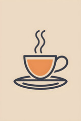 Obraz premium Minimalist Steaming Coffee Cup Icon for Beverage Representation in Digital Contexts