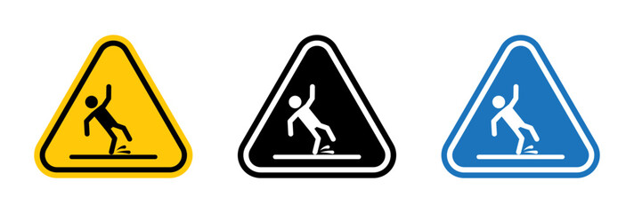 Wet floor signs vector set for UI designs