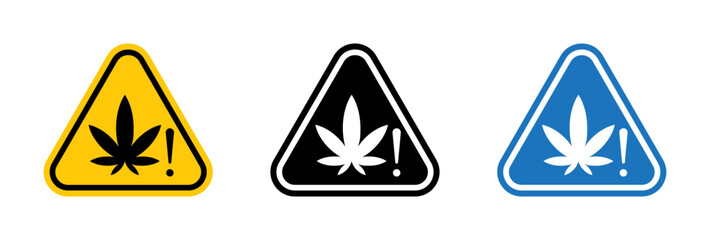 Cannabis packaging warning signs vector set for UI designs