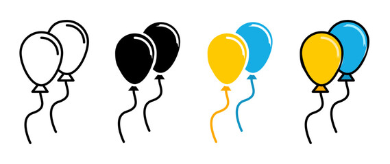 Balloons icons vector pack in black and blue colors © Ranveer