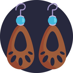A pair of statement earrings with intricate patterns, earthy tones, and a laid-back, artistic flair.