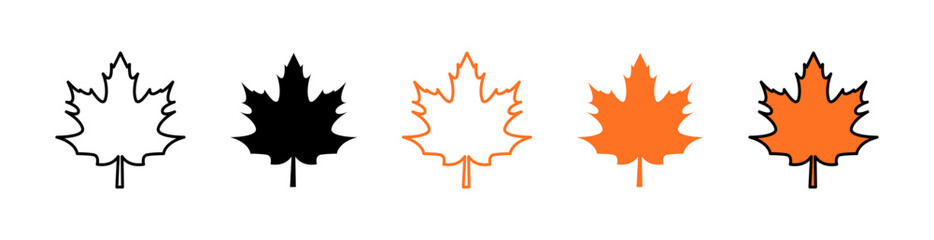Autumn leaf canadian icons vector set for UI designs