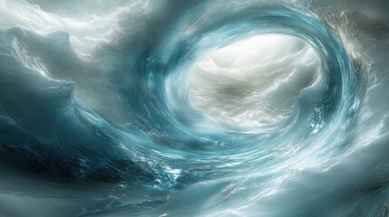 A swirling vortex of clouds and waves, evoking a sense of motion and depth.