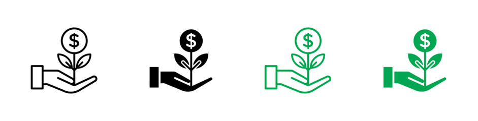 Money tree icons vector set for UI designs