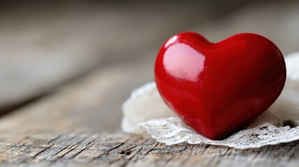 Fototapeta premium A red heart sitting on top of a piece of paper