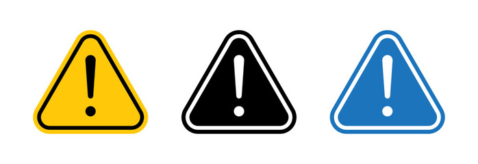 Warning attention signs vector set for UI designs