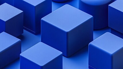 Obraz premium Abstract Blue Geometric Cubes 3D Render