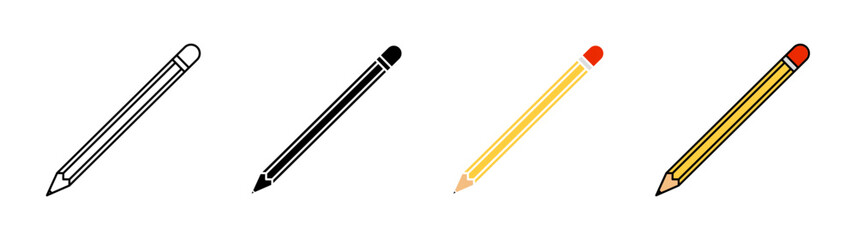 Pencil icons in black and blue set