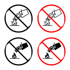 Do not extinguish with water sign vector vector set for UI designs © Ranveer