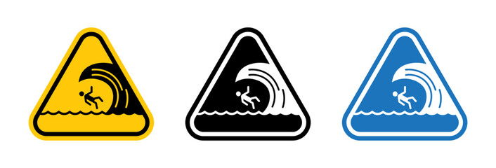 High sea waves warning signs vector set for UI designs