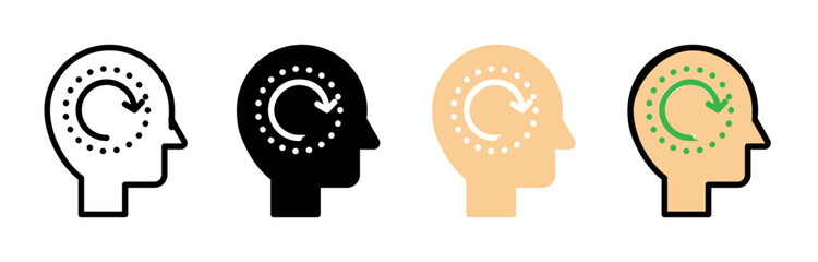 Memory recall icons vector set for UI designs