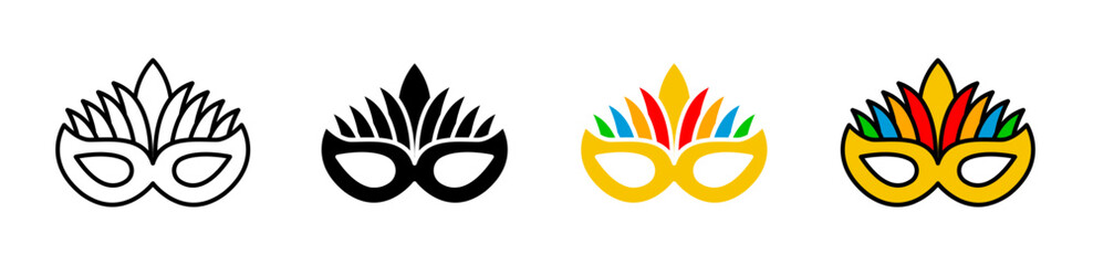 Mask for brazil carnival celebration icons vector set for UI designs