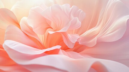 Fototapeta premium Elegant coral and peach floral wave design studio setting high detail soft textures refreshing aesthetic