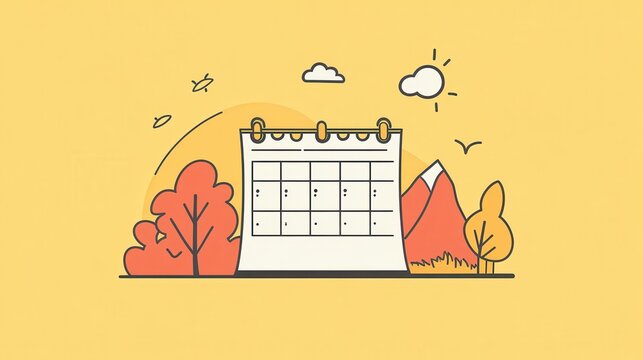 Blank Calendar Amidst Autumnal Landscape Scene