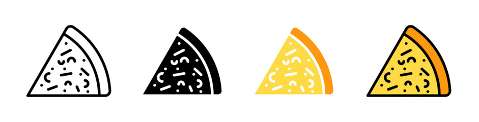 Pizza icons in black and blue set
