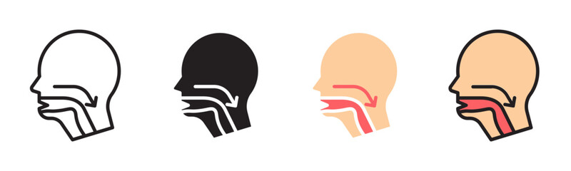 Swallowing reflex icons vector set for UI designs