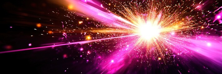 Fototapeta premium 2D animated pink and yellow fireworks