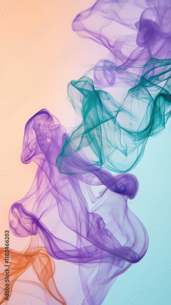 Poster abstract organic flowing shapes in pastel gradient dynamic visual appeal minimalist design high-reso