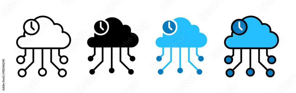 Poster high server uptime icons vector set for ui designs