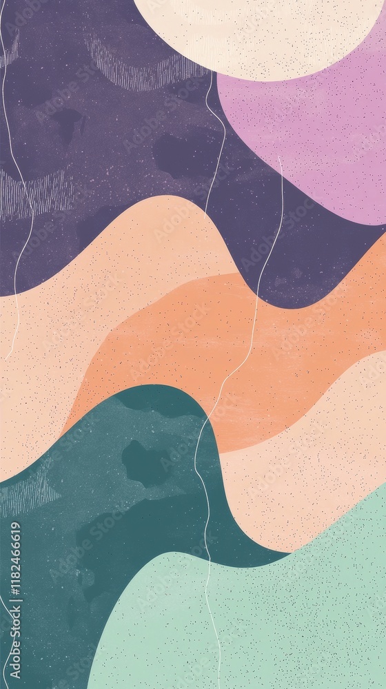 Poster abstract organic shapes in pastel gradient background digital art minimalist design high-resolution 