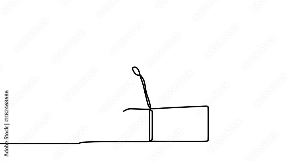 Poster continuous drawing line art of public speech with black line and white background. one line animatio