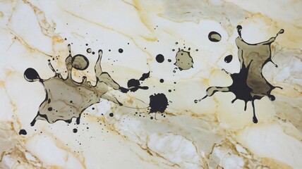 Abstract Ink Splatter on Marble Background, Modern Art Design