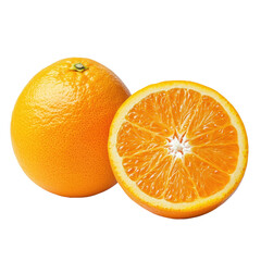 Fresh orange on white or transparent background
