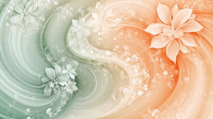 Fototapeta premium Pastel swirls with floral patterns abstract art circular gradient soft color palette high detail