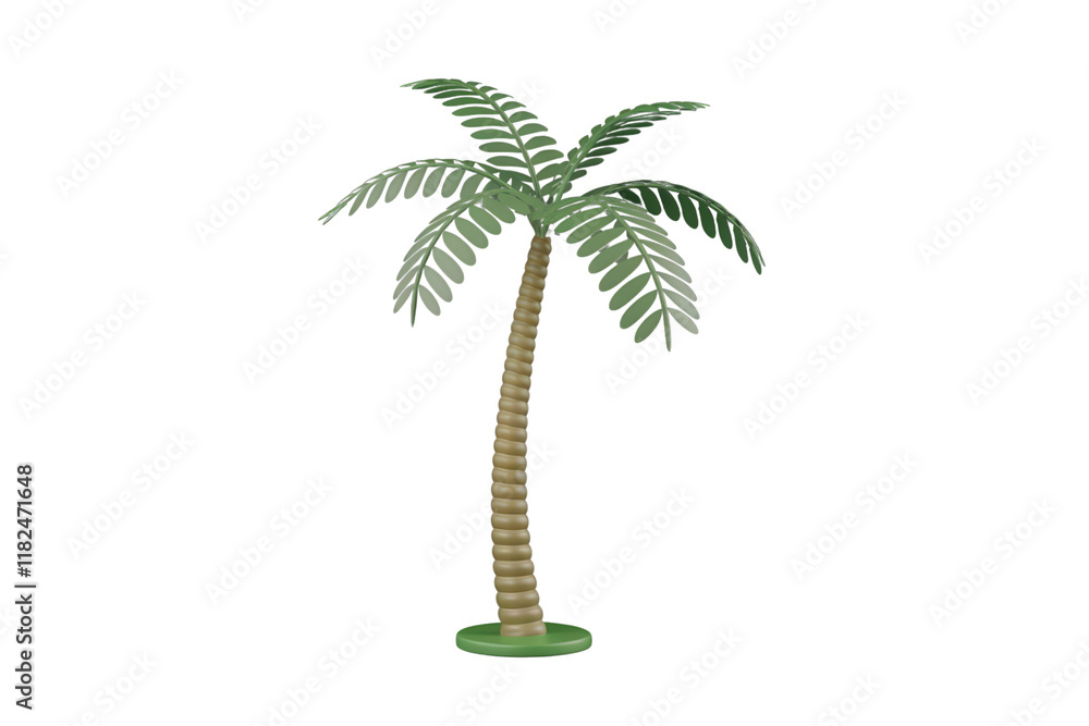 Poster a stylized 3d render of a palm tree, isolated on a transparent background. background removed