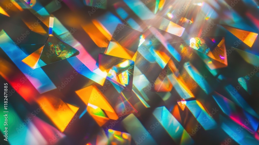 Poster abstract colorful light refraction patterns.