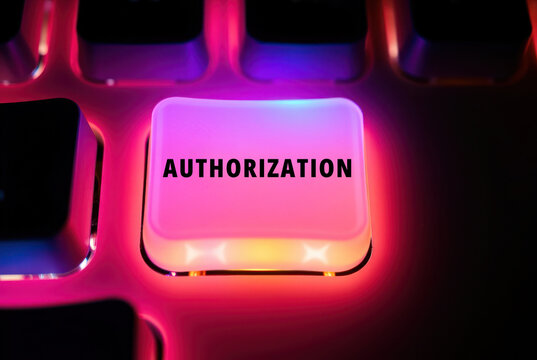 AUTHORIZATION inscription text words on a keyboard key