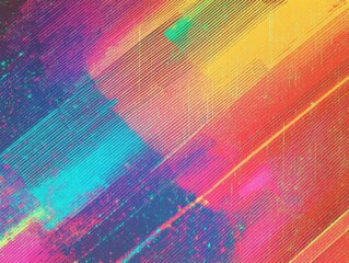 Fototapeta premium vibrant digital noise texture with rainbow gradient effect and film grain overlay, abstract background with retro vhs glitch aesthetic design