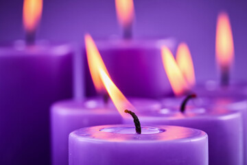 Holocaust memorial day. Serene Purple Candles