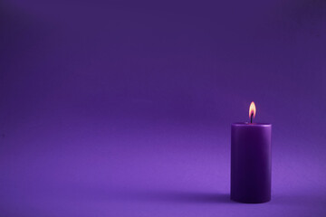 Holocaust memorial day. Purple Candle Glow