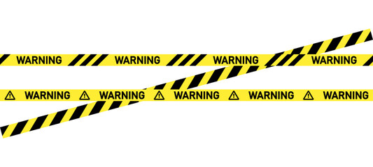 Warning yellow barrier tape caution sign precaution working security attention black text on yellow tape background web site road contruction