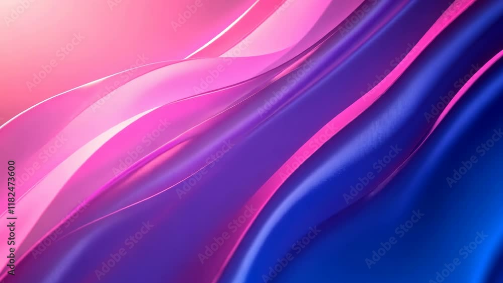 Poster vibrant waves of pink and blue create an abstract background with smooth gradients and flowing patte