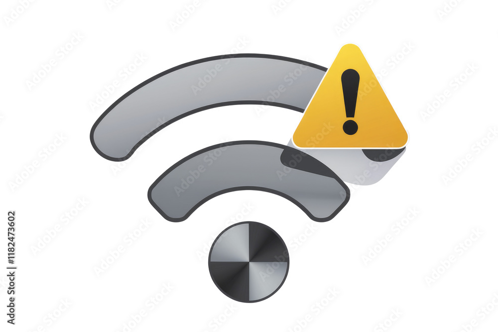Leinwandbilder wifi signal with warning sign indicating connection problem or interruption. background removed