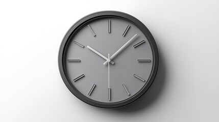 Gray modern wall clock isolated on a white background