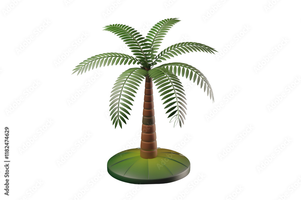 Poster a stylized 3d render of a palm tree on a dark background, ideal for tropical designs. background rem