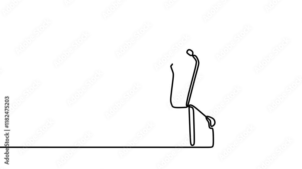 Poster continuous drawing line art of public speech with black line and white background. one line animatio